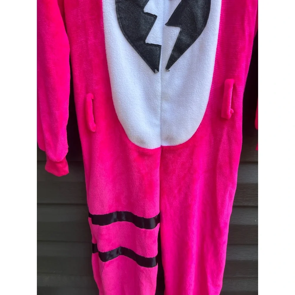 Fortnite Cuddle Team Leader Pink Bear Costume Hooded Bodysuit Youth Large 10-12